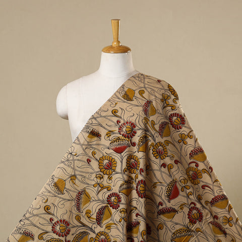 Beige - printed cotton kalamkari fabric 19 - handcrafted
