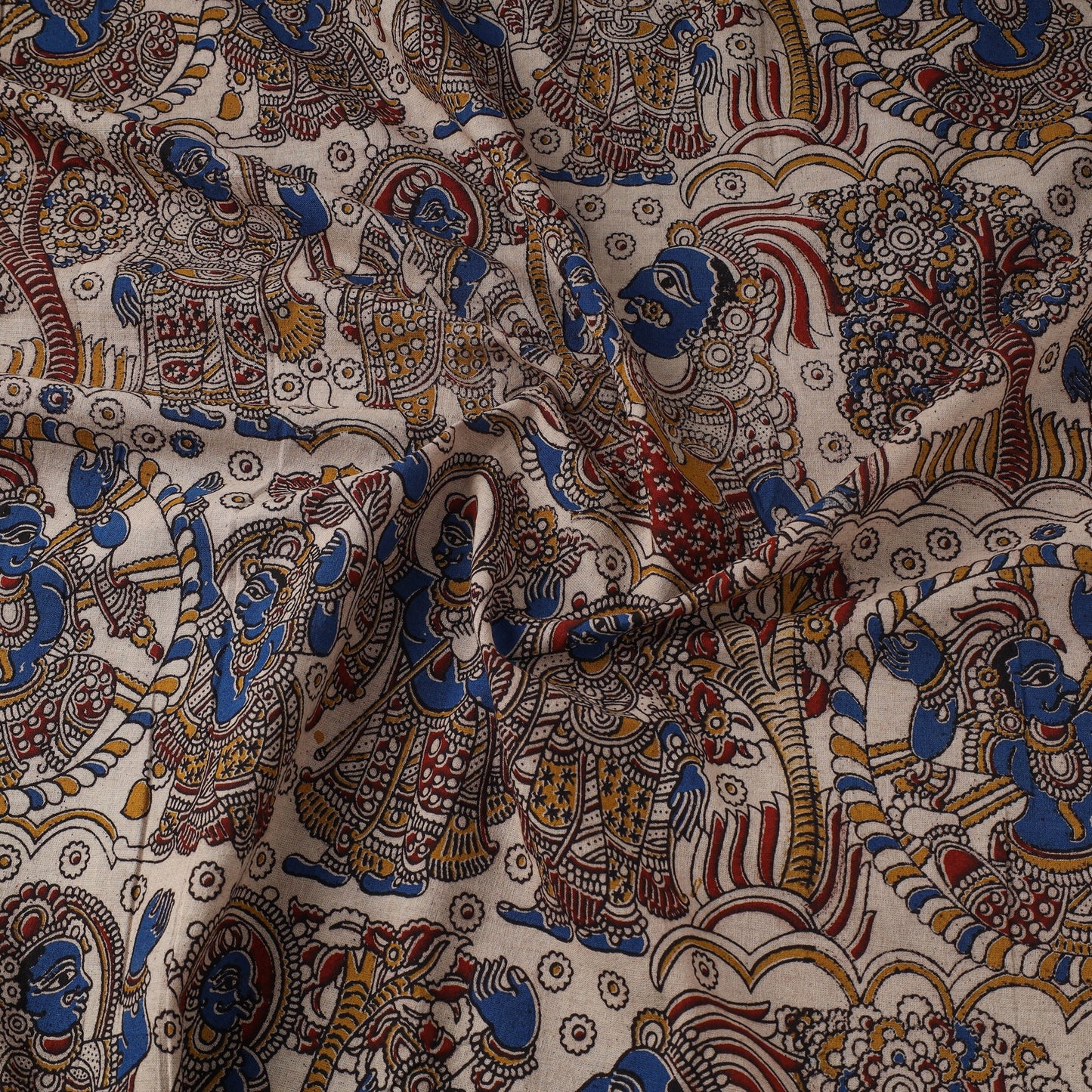 Printed cotton kalamkari fabric 24 - handcrafted