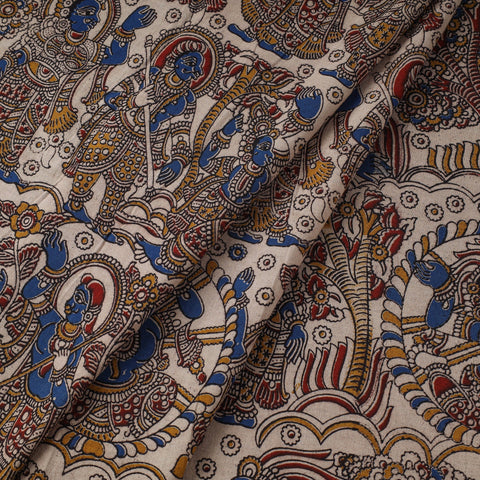 Printed cotton kalamkari fabric 24 - handcrafted