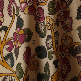 Beige - printed cotton kalamkari fabric 31 - handcrafted