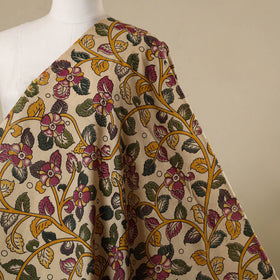 Beige - printed cotton kalamkari fabric 31 - handcrafted
