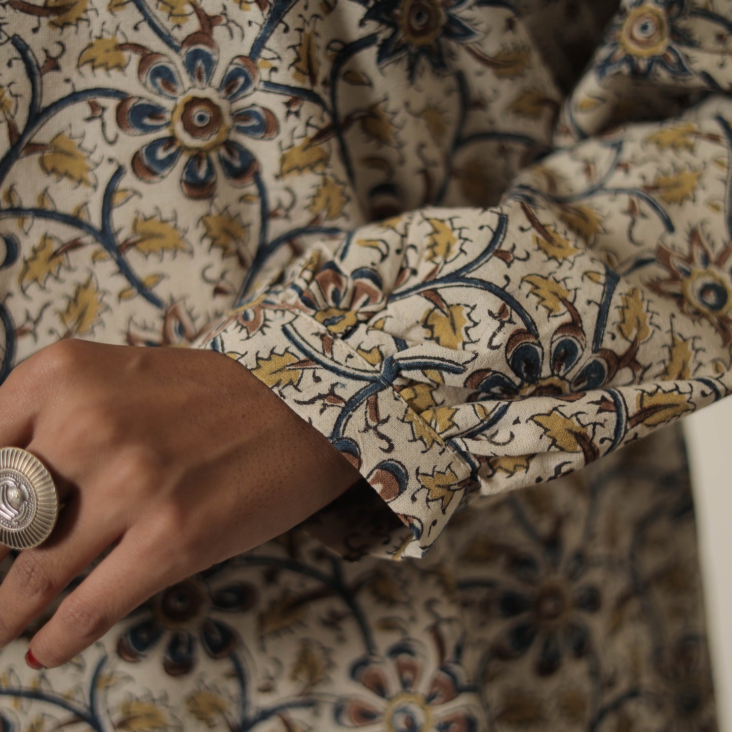 Buy Beige Block Printed Cotton Kalamkari Co-ord Set