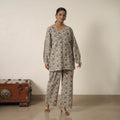 Buy Beige Block Printed Cotton Kalamkari Co-ord Set