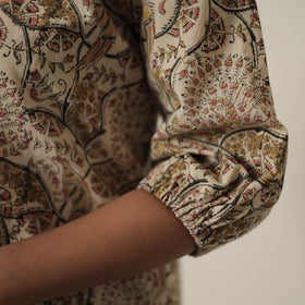 Beige - printed cotton kalamkari co-ord set 04 - handcrafted