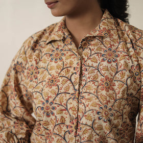 Beige - printed cotton kalamkari co-ord set 06 - handcrafted