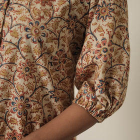 Beige - printed cotton kalamkari co-ord set 06 - handcrafted