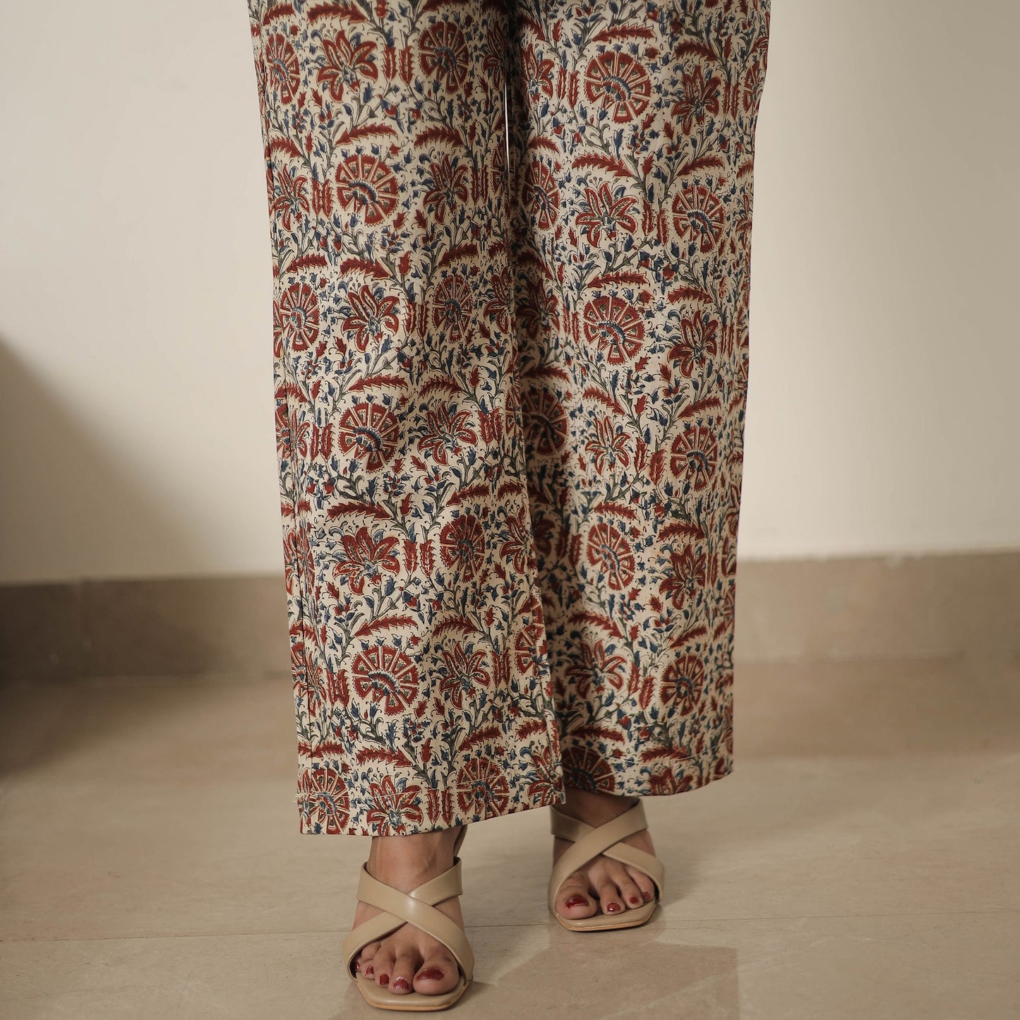 Buy Beige Block Printed Cotton Kalamkari Co-ord Set