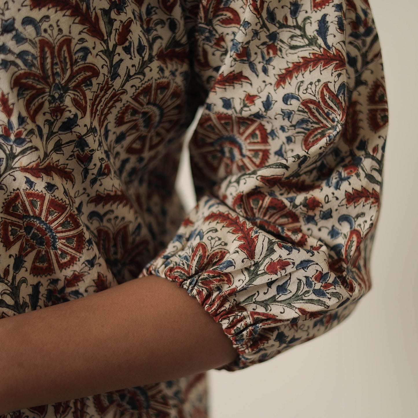 Buy Beige Block Printed Cotton Kalamkari Co-ord Set