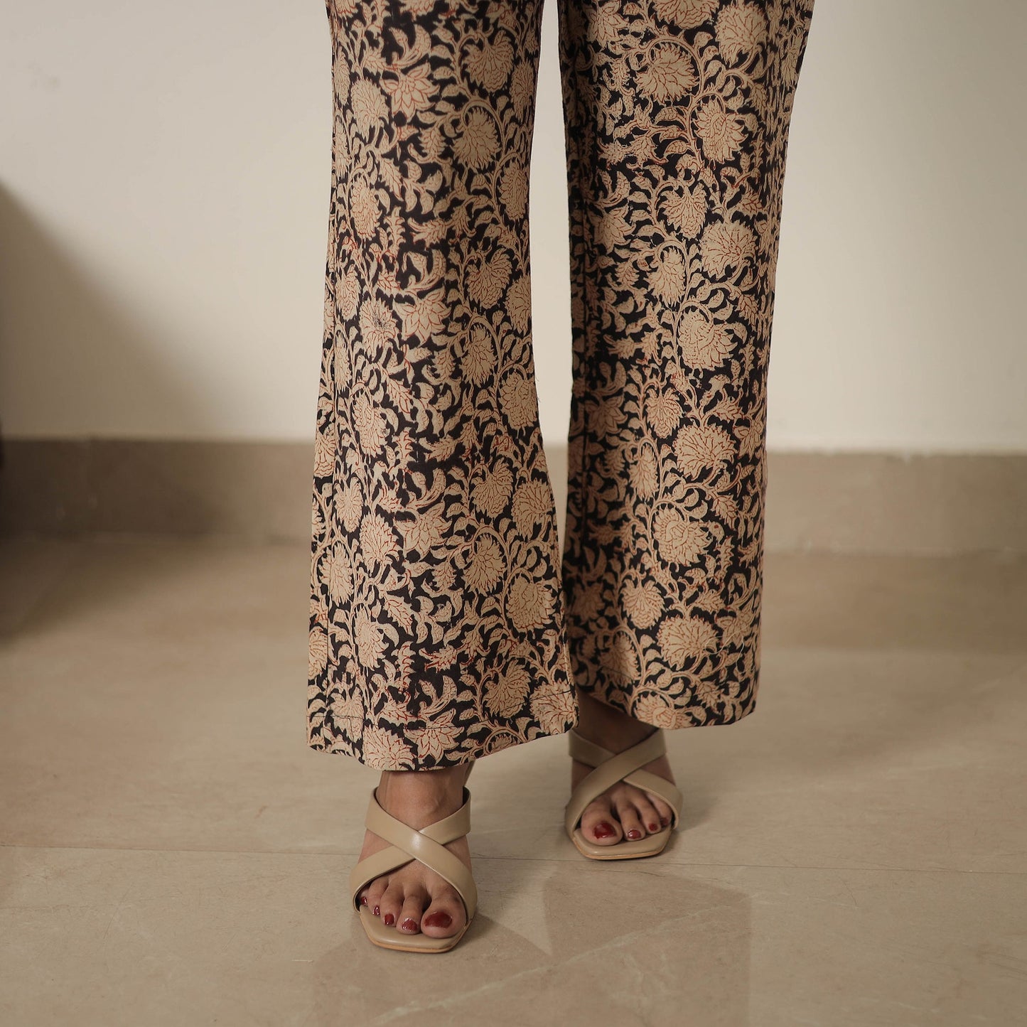  Beige Block Printed Cotton Kalamkari Co-ord Set