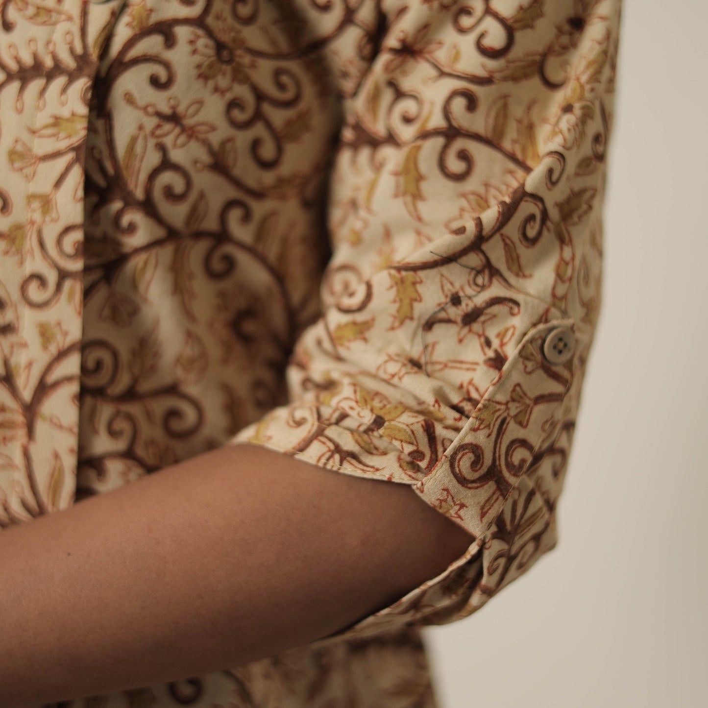 Buy Beige Block Printed Cotton Kalamkari Co-ord Set