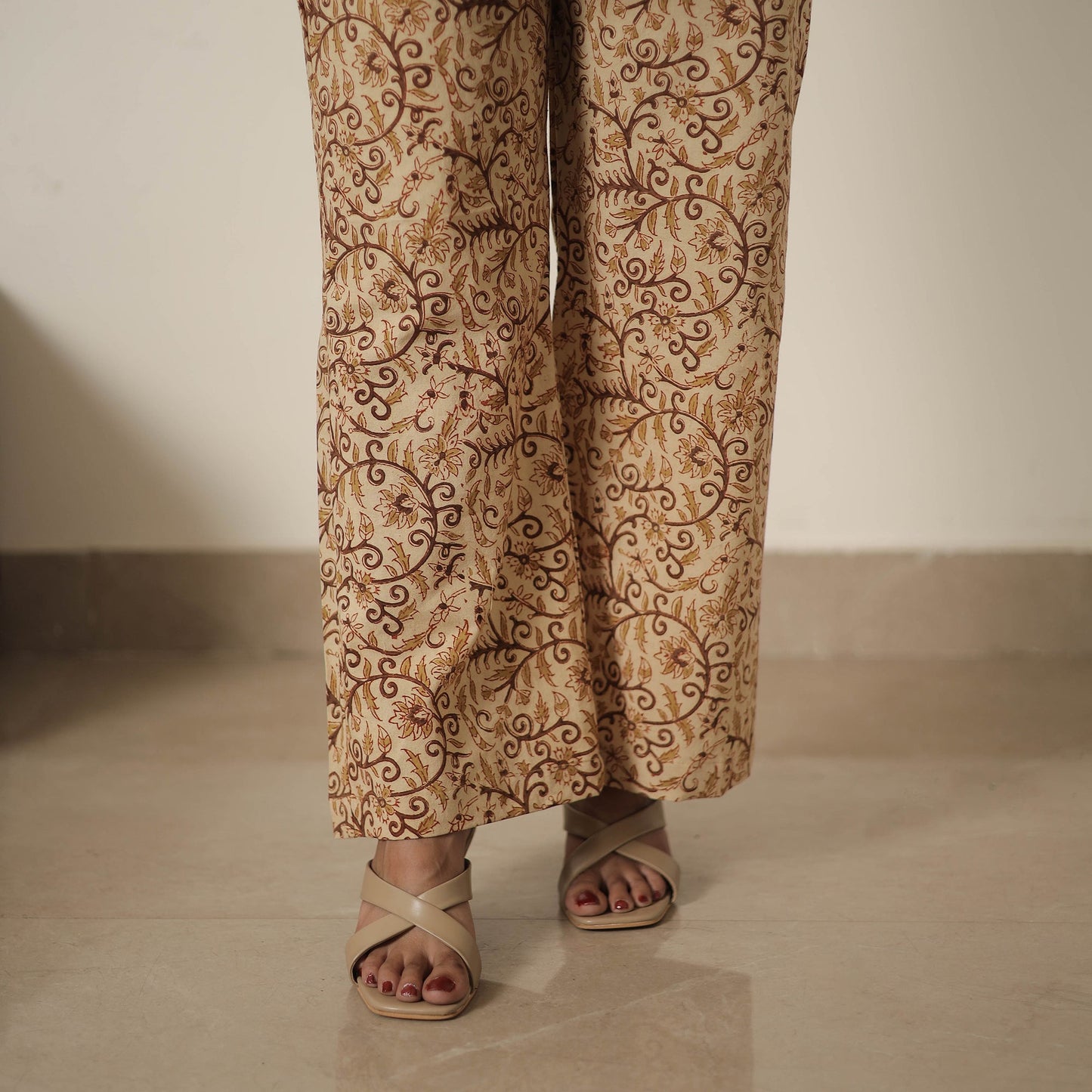 Buy Beige Block Printed Cotton Kalamkari Co-ord Set