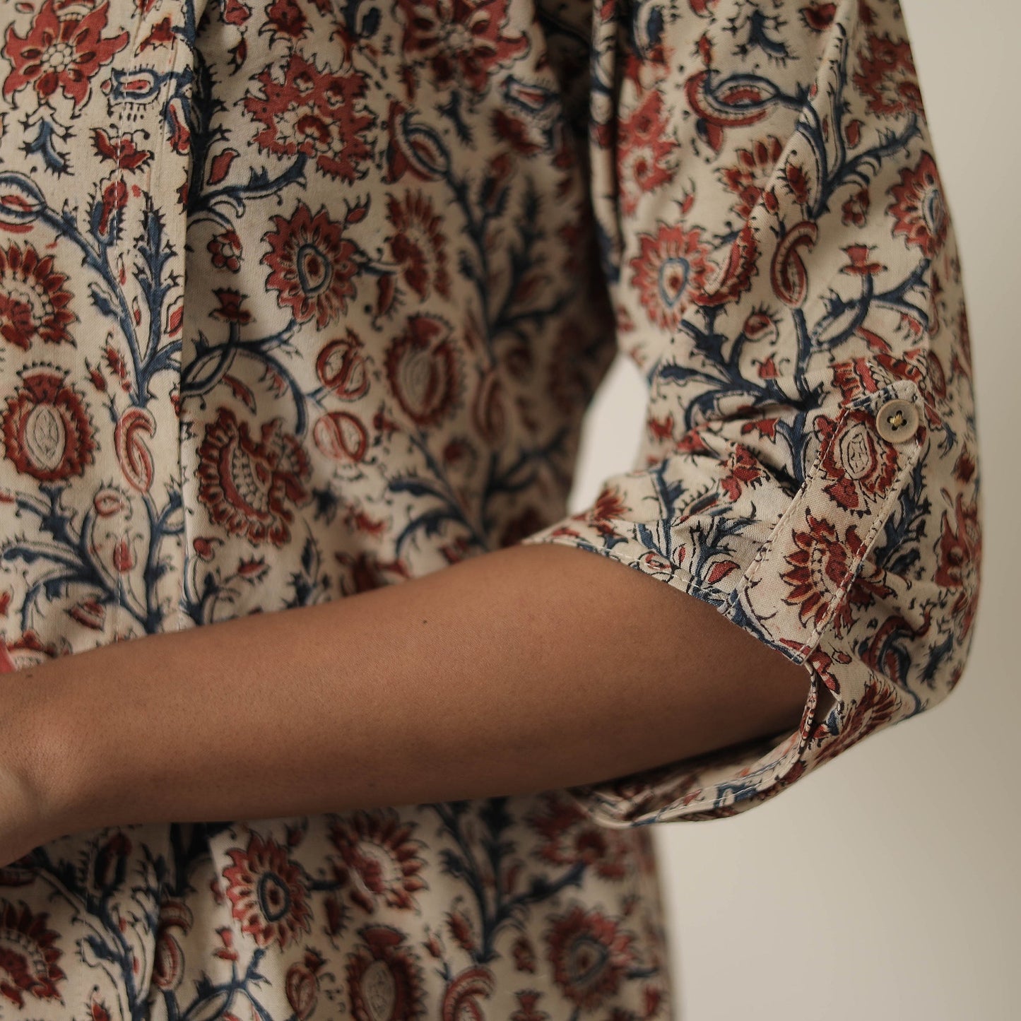 Buy Beige Block Printed Cotton Kalamkari Co-ord Set