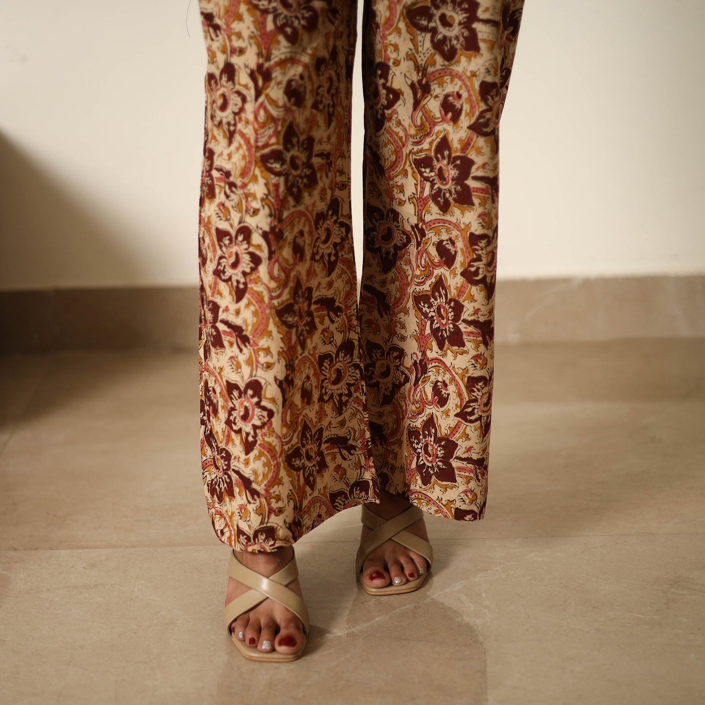 Buy Beige Block Printed Cotton Kalamkari Co-ord Set