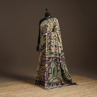 Printed cotton kalamkari saree 08 - handcrafted