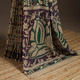 Printed cotton kalamkari saree 08 - handcrafted
