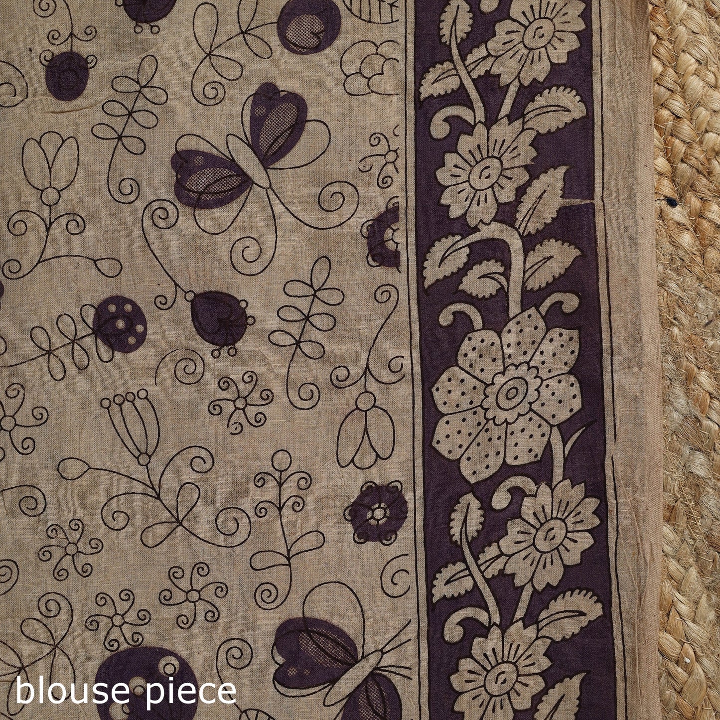 Printed cotton kalamkari saree 08 - handcrafted