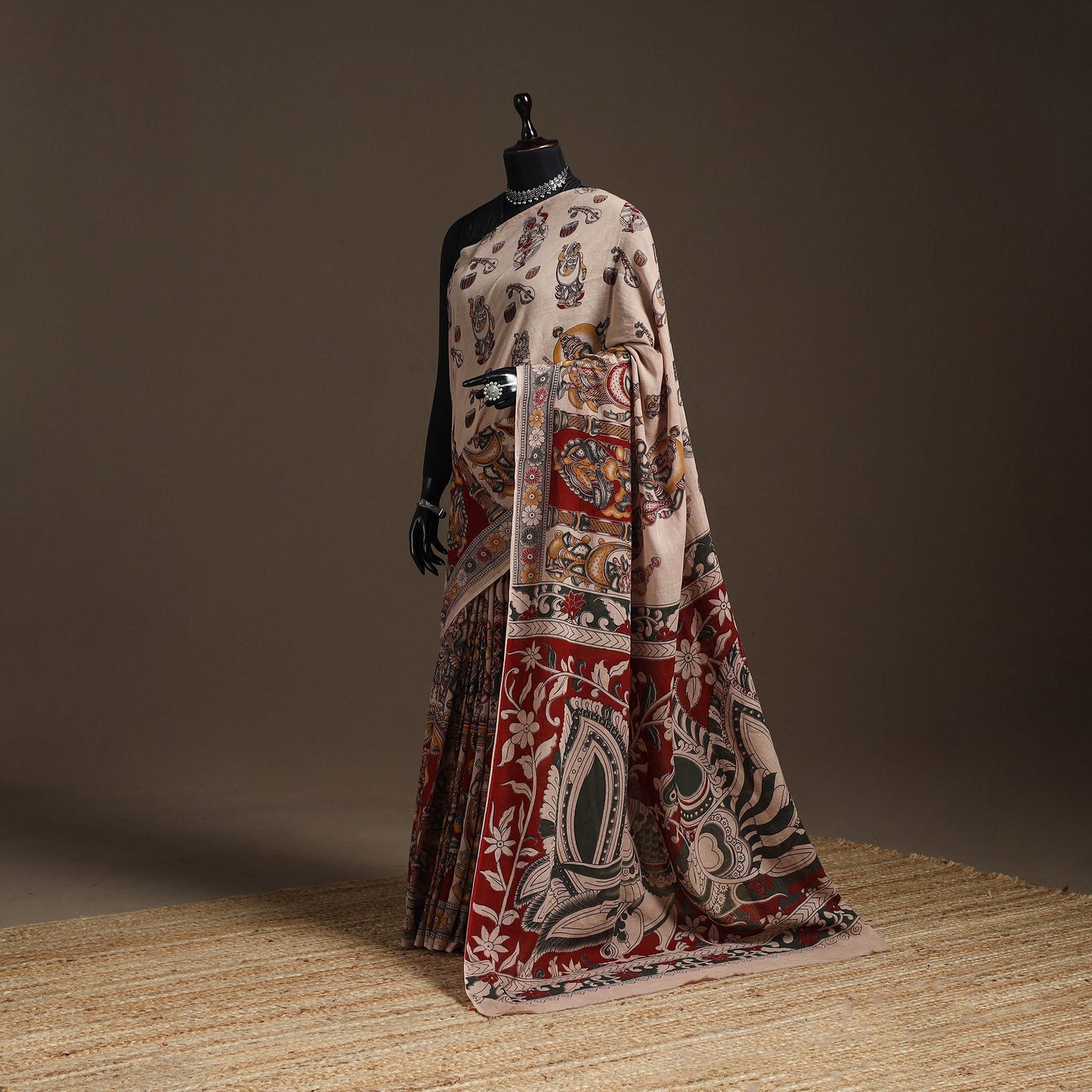 Printed cotton kalamkari saree 20 - handcrafted