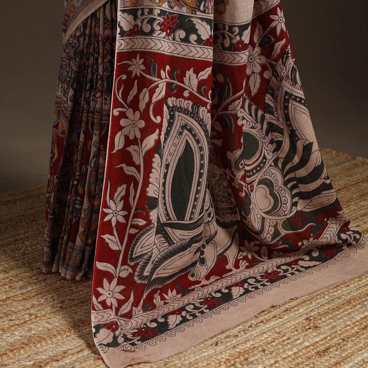 Printed cotton kalamkari saree 20 - handcrafted