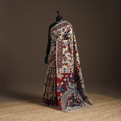 Printed cotton kalamkari saree 28 - handcrafted