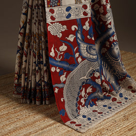 Printed cotton kalamkari saree 28 - handcrafted