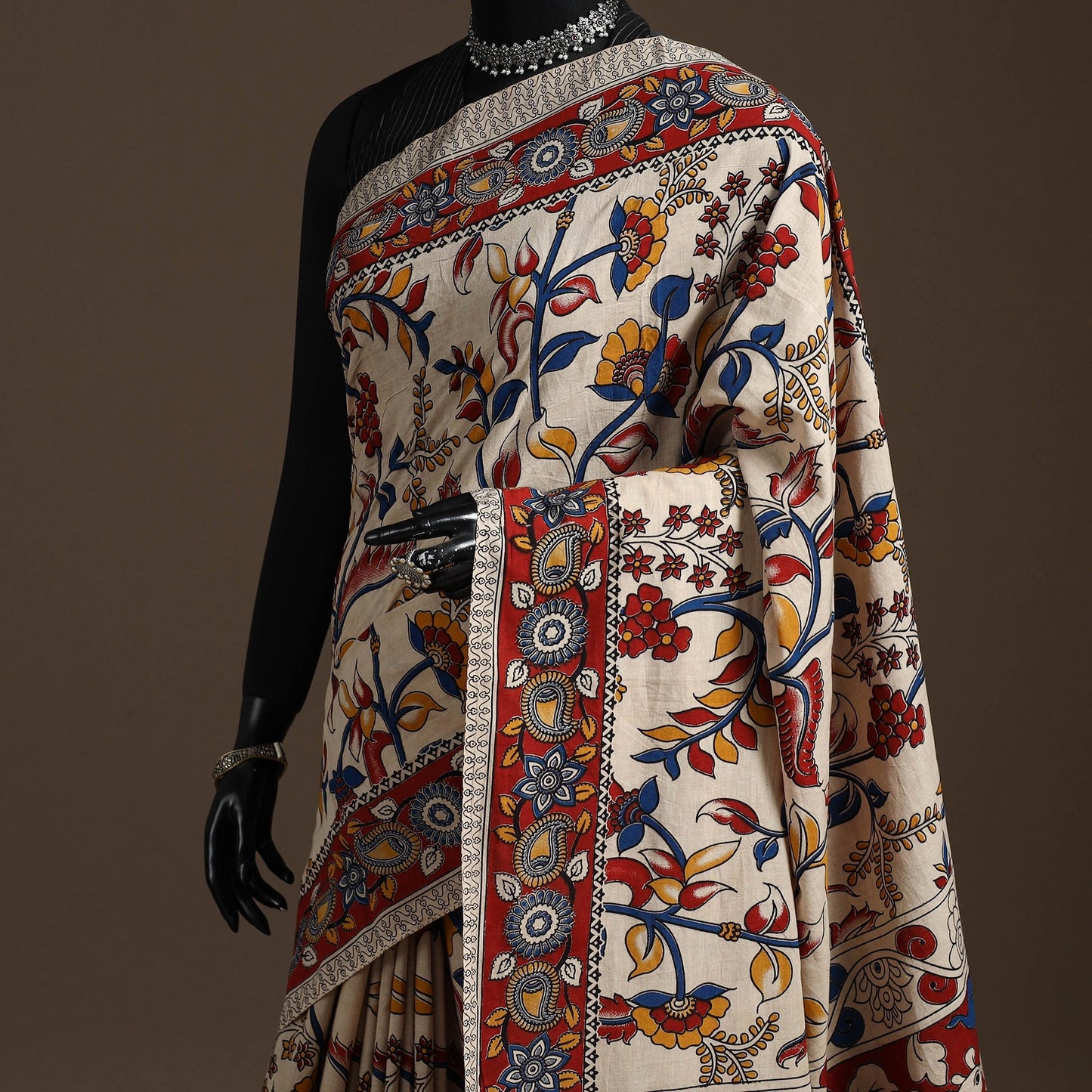 Printed cotton kalamkari saree 28 - handcrafted