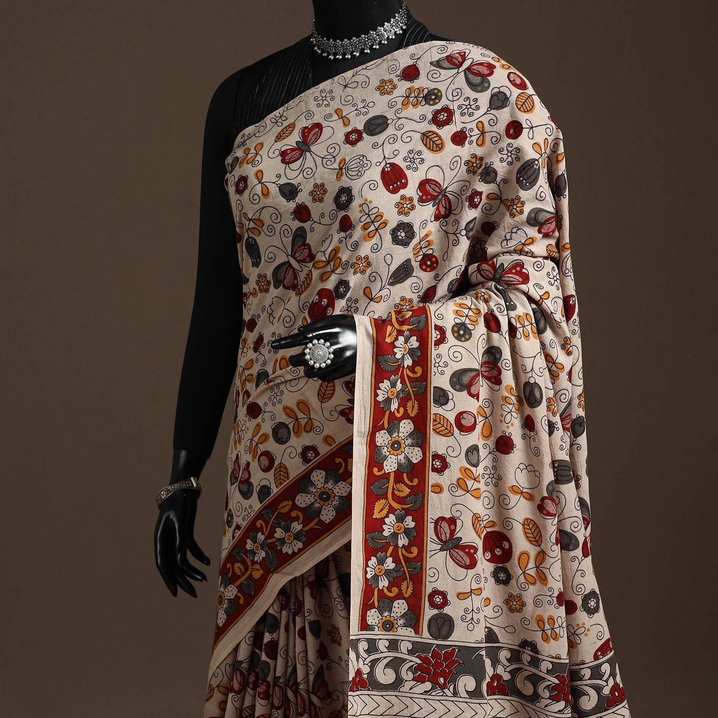 Printed cotton kalamkari saree 29 - handcrafted