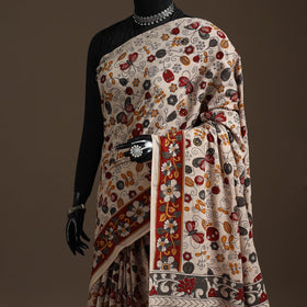 Printed cotton kalamkari saree 29 - handcrafted