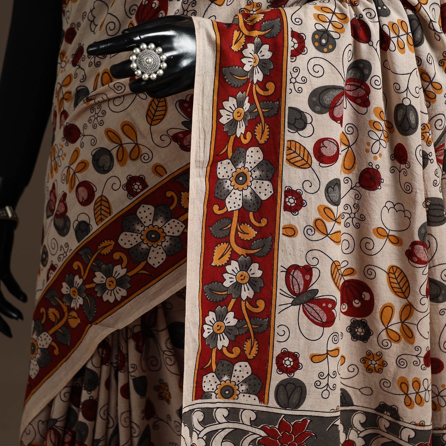 Printed cotton kalamkari saree 29 - handcrafted
