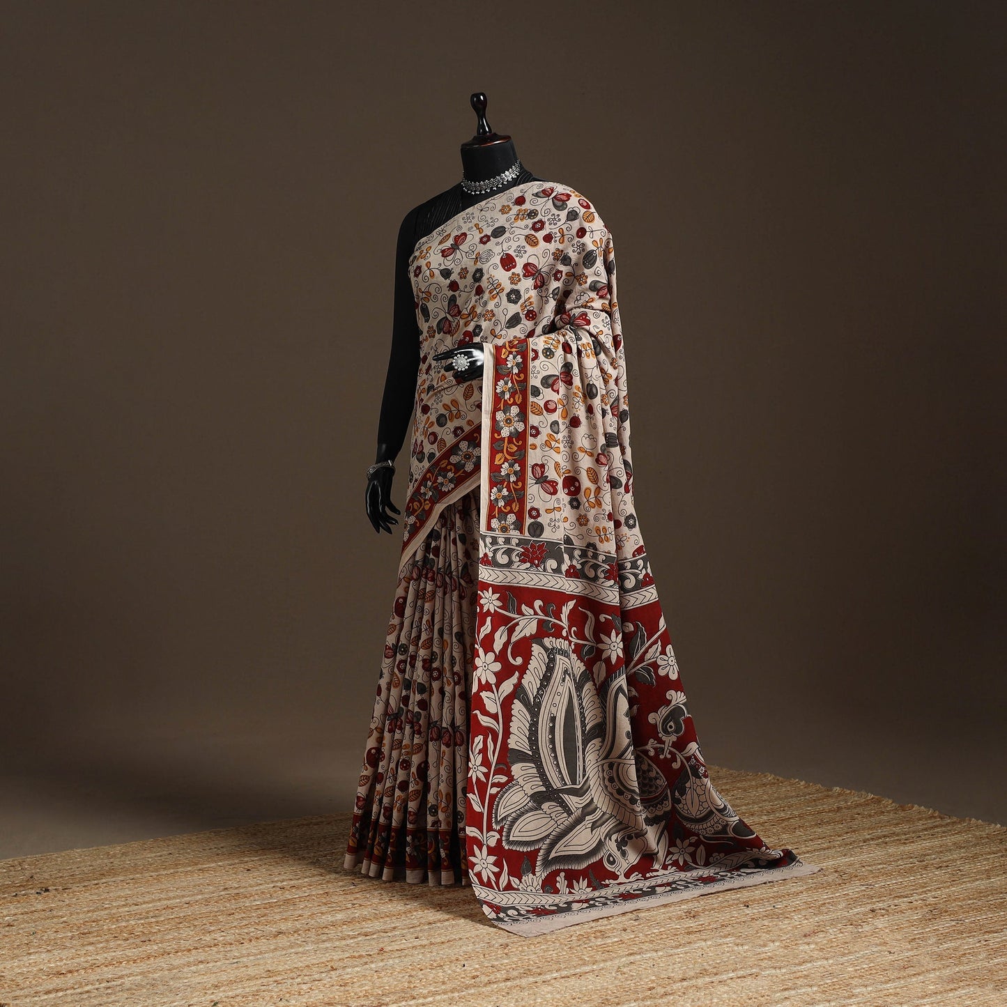 Printed cotton kalamkari saree 29 - handcrafted