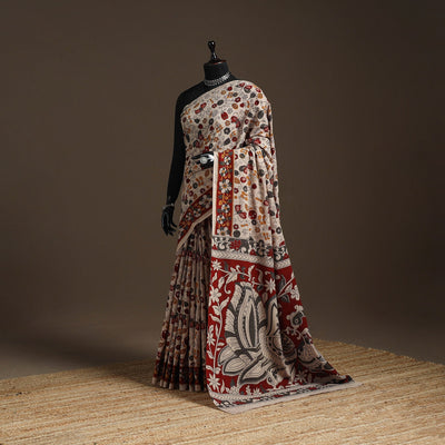 Printed cotton kalamkari saree 29 - handcrafted