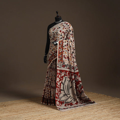 Printed cotton kalamkari saree 29 - handcrafted