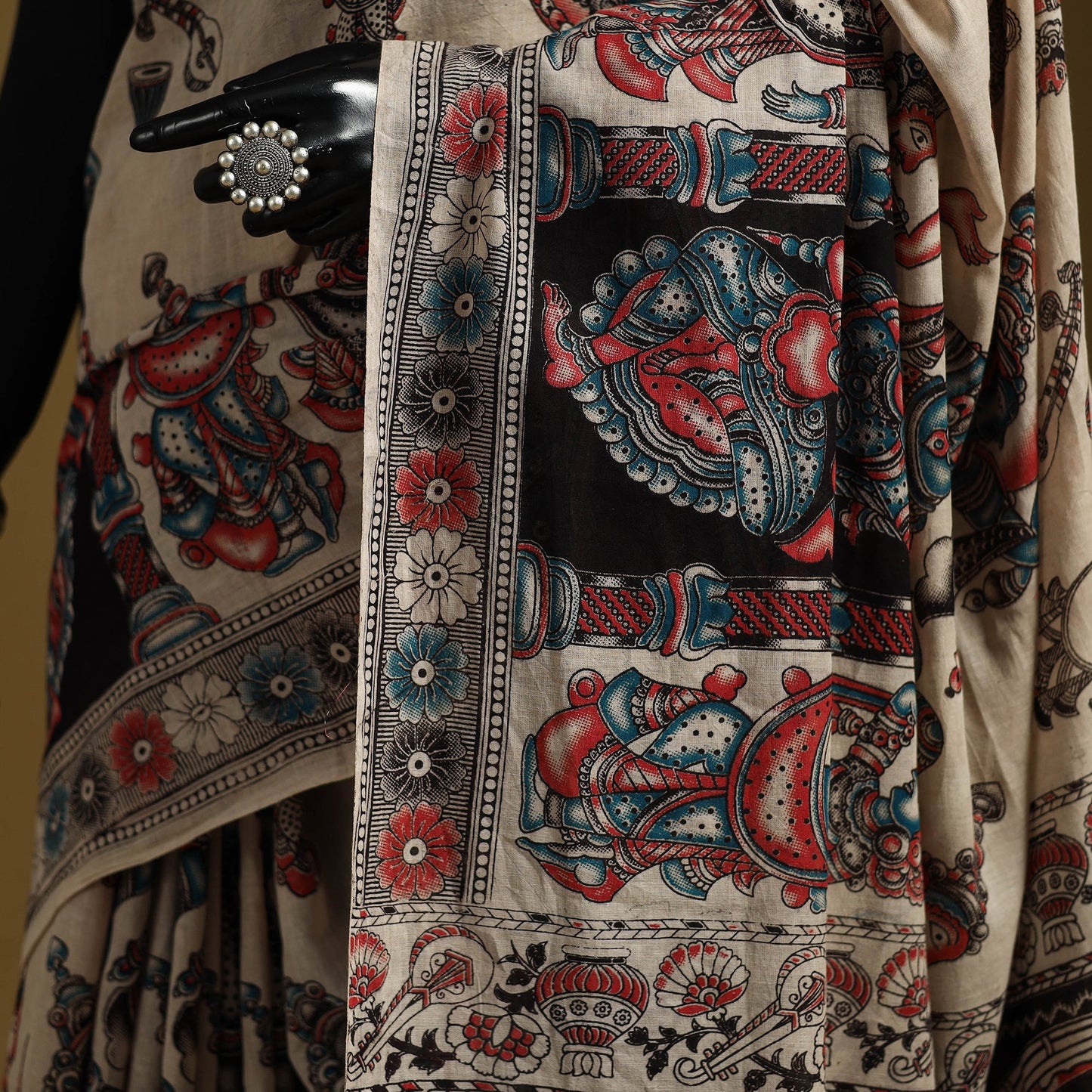 Printed cotton kalamkari saree 30 - handcrafted