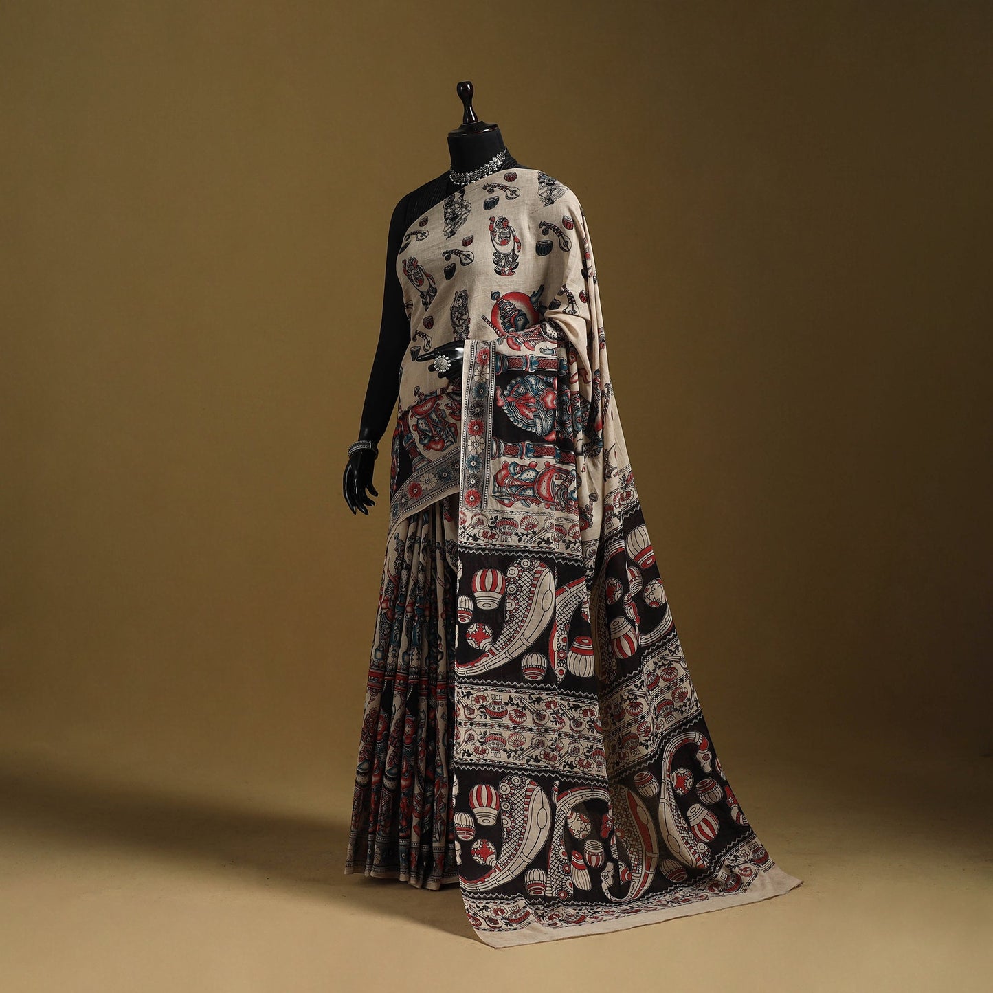 Printed cotton kalamkari saree 30 - handcrafted