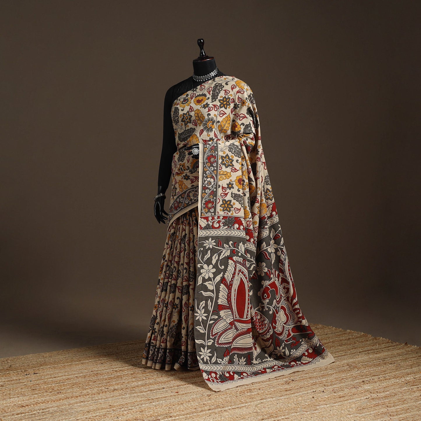 Printed cotton kalamkari saree 32 - handcrafted