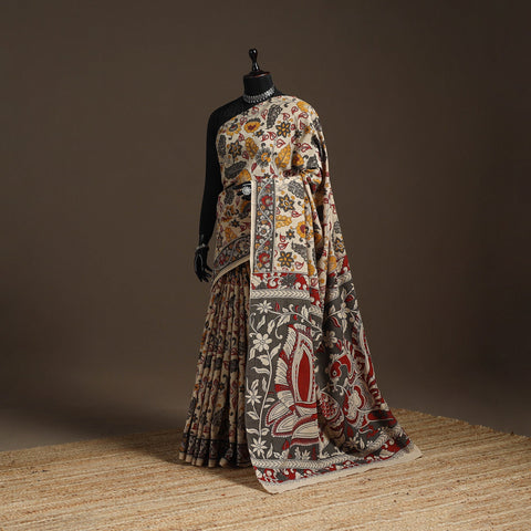 Printed cotton kalamkari saree 32 - handcrafted