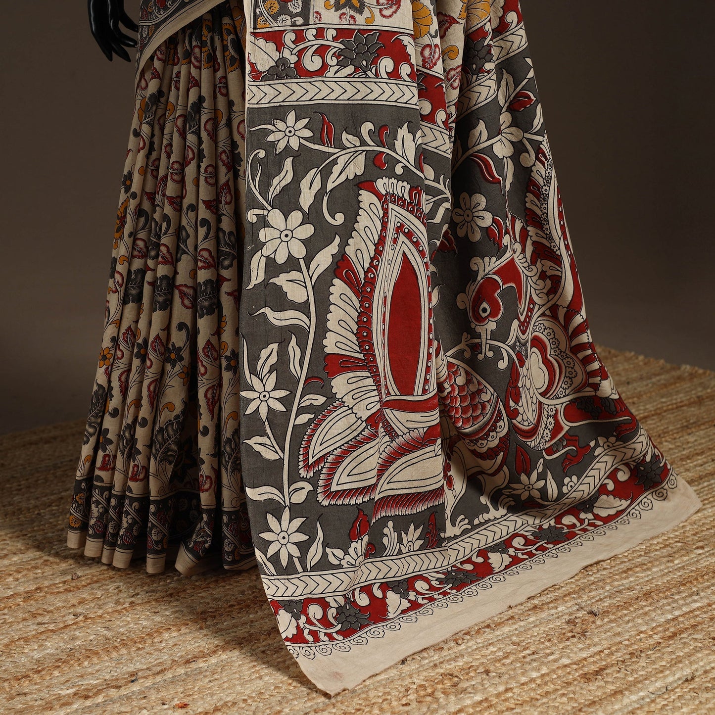 Printed cotton kalamkari saree 32 - handcrafted