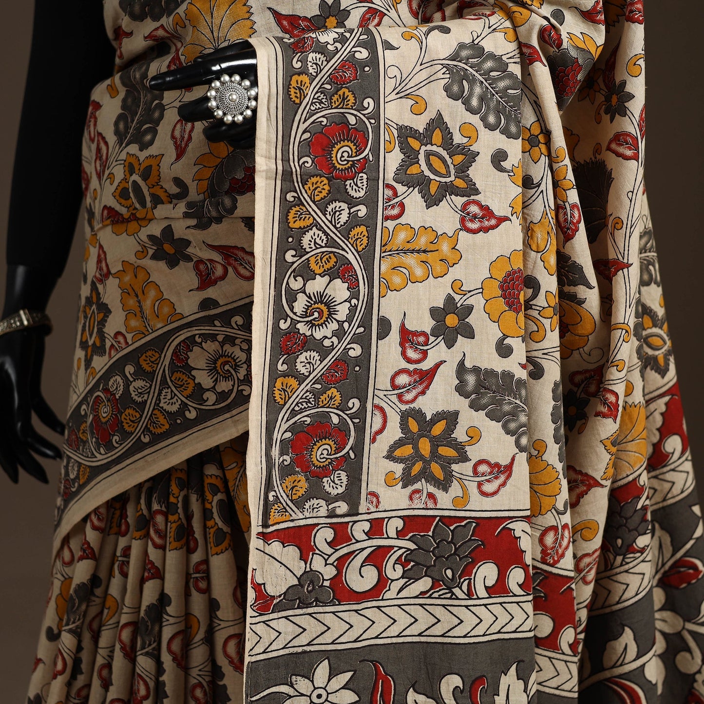 Printed cotton kalamkari saree 32 - handcrafted