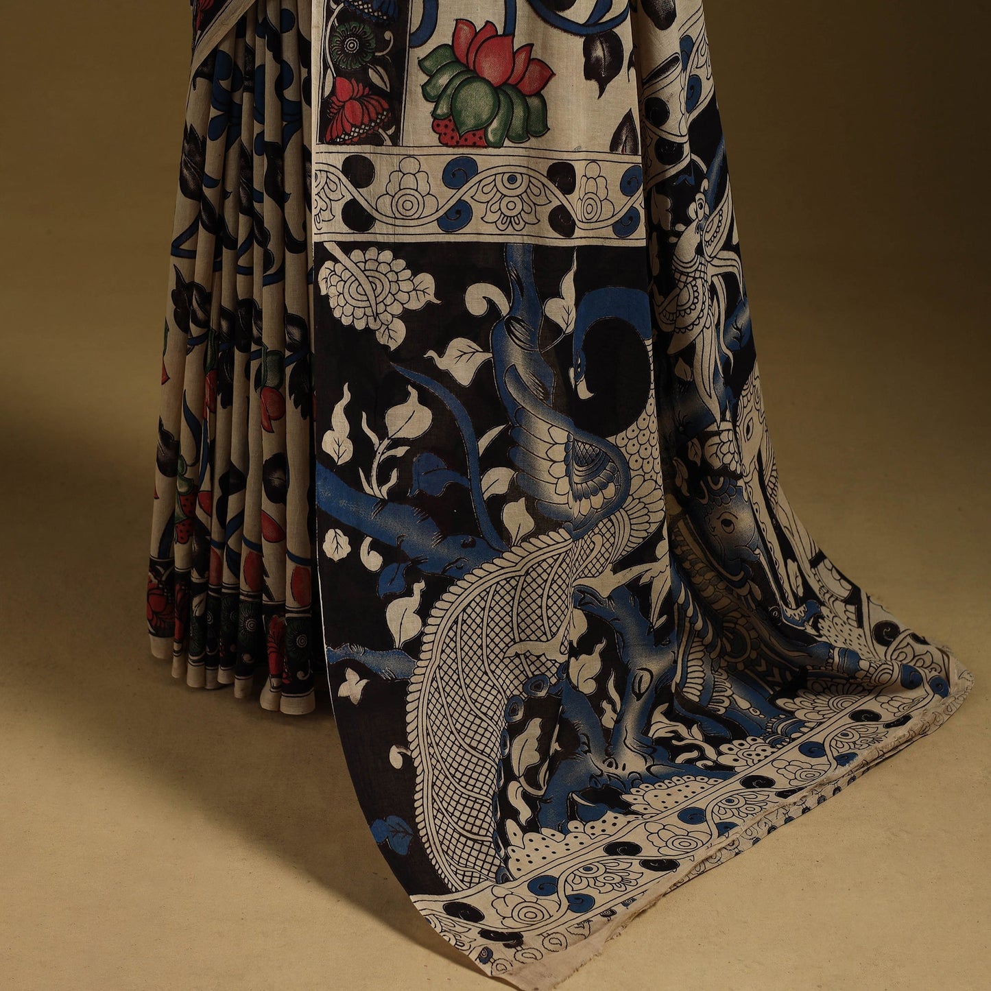 Printed cotton kalamkari saree 33 - handcrafted