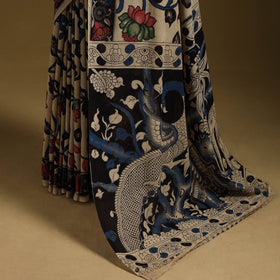 Printed cotton kalamkari saree 33 - handcrafted