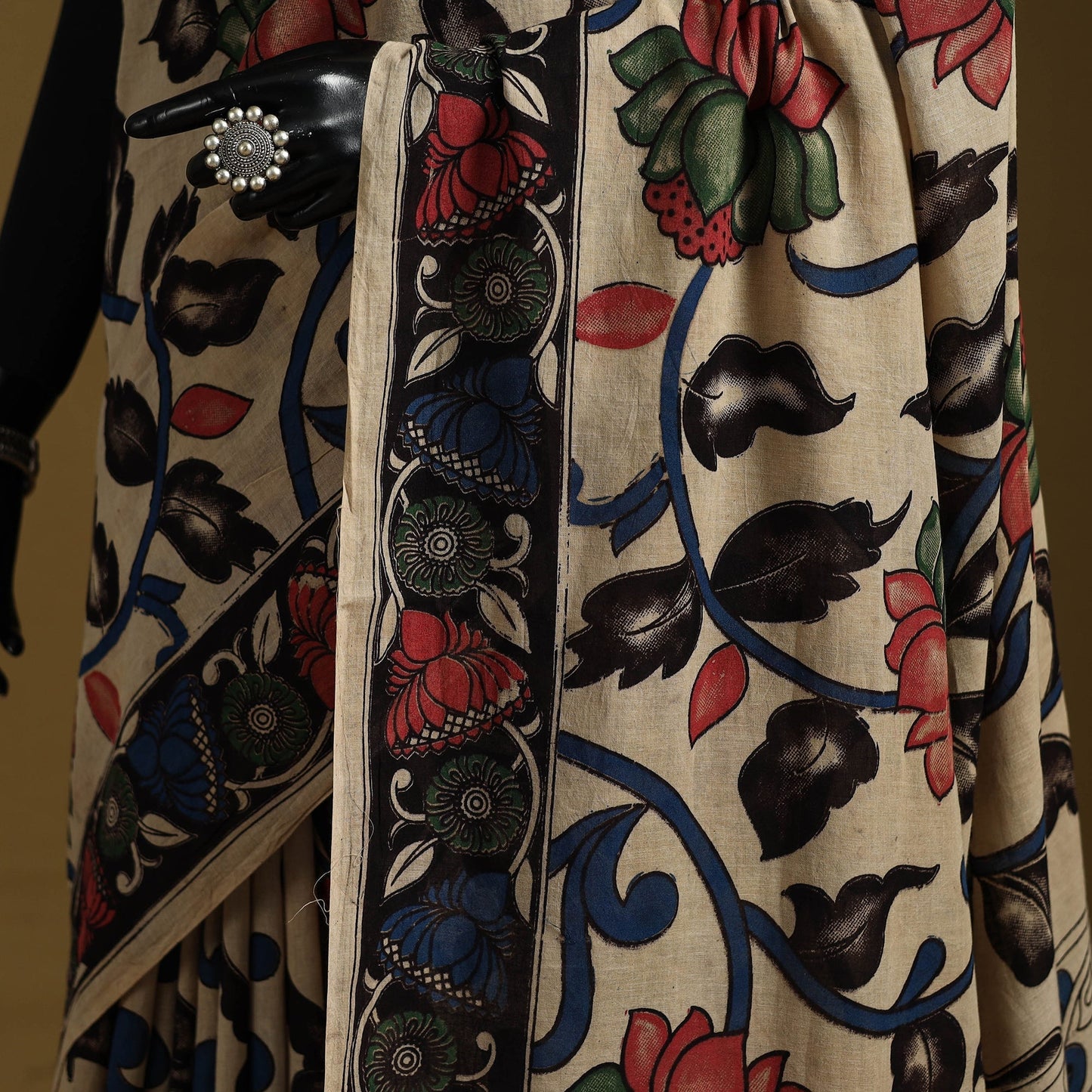 Printed cotton kalamkari saree 33 - handcrafted