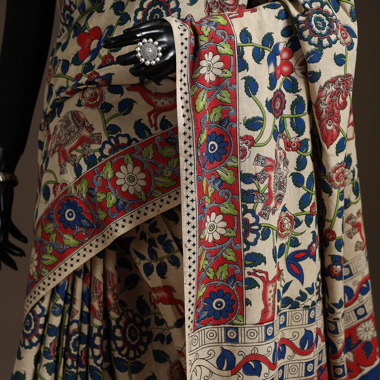 Printed cotton kalamkari saree 36 - handcrafted