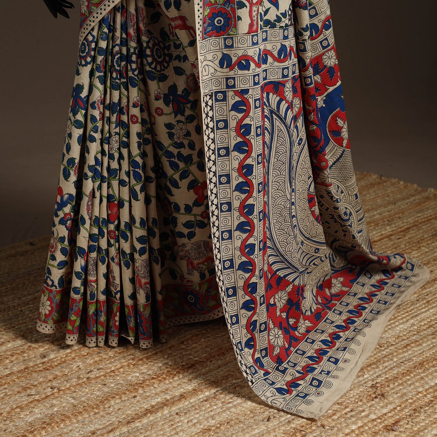 Printed cotton kalamkari saree 36 - handcrafted