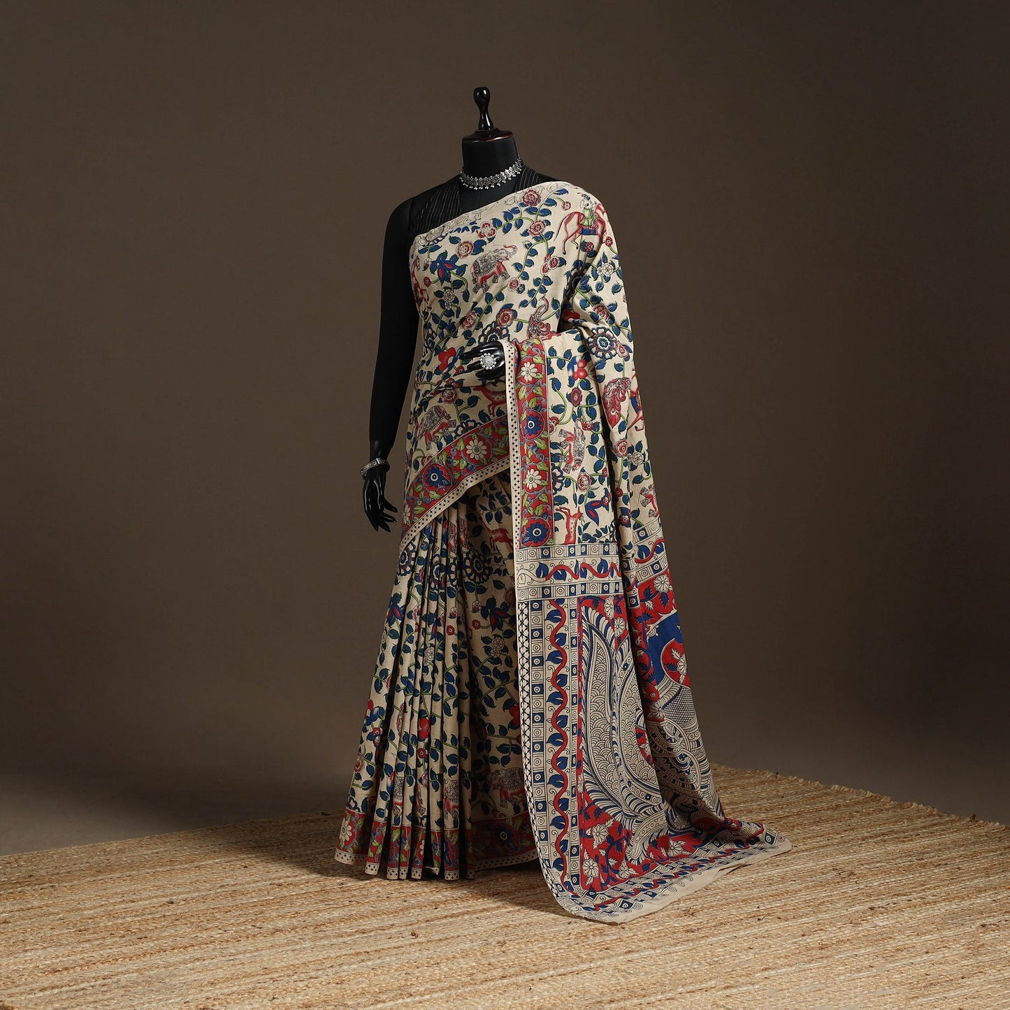 Printed cotton kalamkari saree 36 - handcrafted