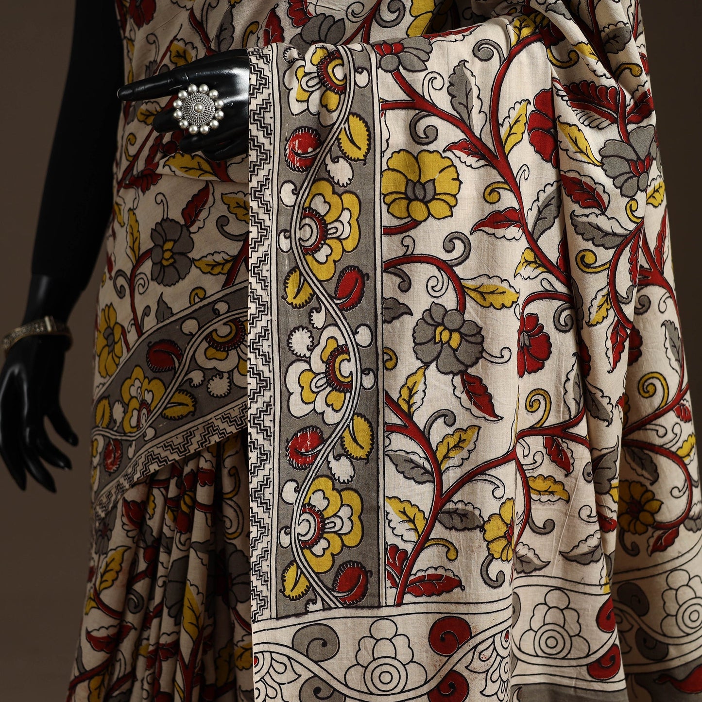 Printed cotton kalamkari saree 40 - handcrafted