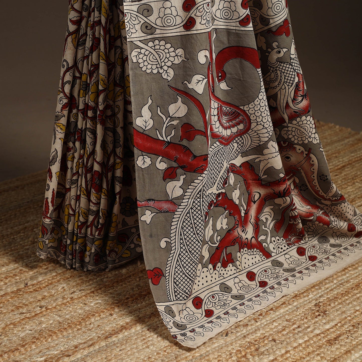 Printed cotton kalamkari saree 40 - handcrafted