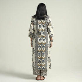  Ajrakh Block Printed Cotton Kurta With Palazzo & Dupatta Set 