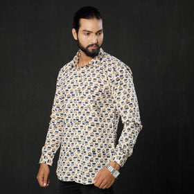 Ajrakh Block Printed Cotton Men Full Sleeve Shirt