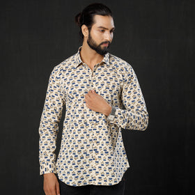 Ajrakh Block Printed Cotton Men Full Sleeve Shirt