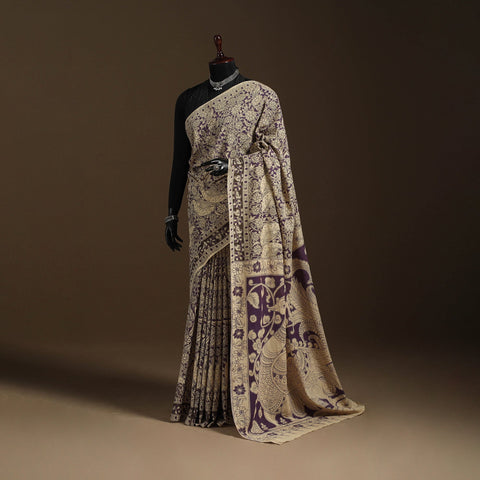 Beige - printed cotton nellore kalamkari saree 27