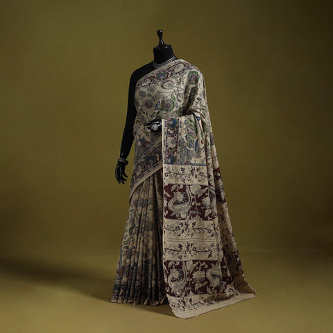 Printed cotton nellore kalamkari saree 35 - handcrafted
